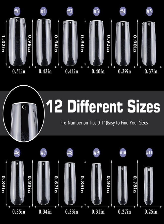 Lifextol 600pc Medium Square Nail Tips Fake Nails Press on Nails Clear Nail Tip Full Cover False Nails Artificial Fingernail, 12 Size Soft Gel Nail Tips Square for Acrylic Nail Gel Nail Extensions - Image 5